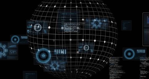 Futuristic Sphere Displaying Holographic Data Interfaces