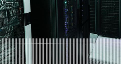 Digital Data Waves Overlapping Modern Data Center - Download Free Stock Images Pikwizard.com