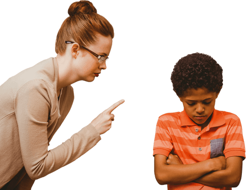 Transparent teacher disciplining student education scene