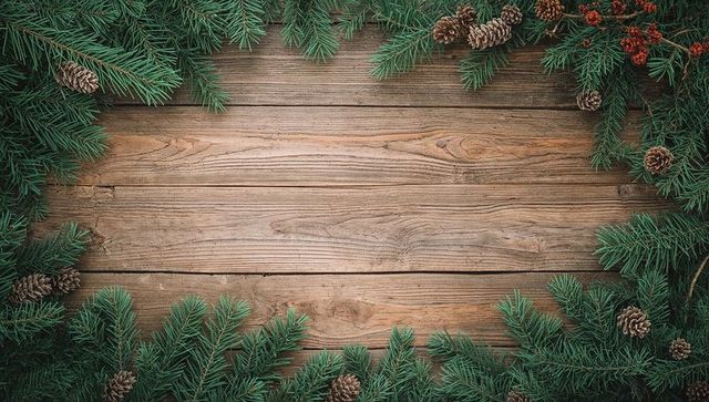 Rustic Holiday Frame with Pine Branches and Pinecones