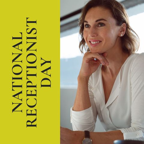 Cheerful Businesswoman Celebrating National Receptionist Day - Download Free Stock Templates Pikwizard.com