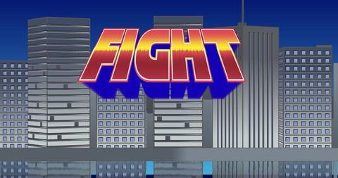 retro 3d fight banner over city skyline - Download Free Stock Images Pikwizard.com