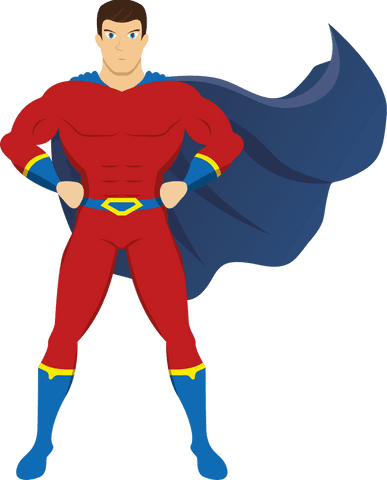 Mighty transparent superhero illustration with red and blue costume