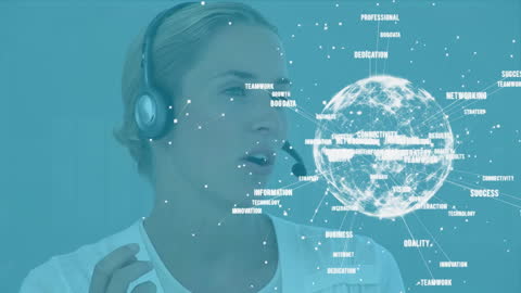 Customer Support Professional with Abstract Digital Network Theme