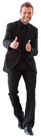 Transparent Happy Businessman Showing Thumbs Up Gesture