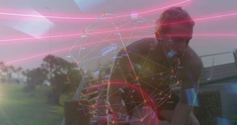 Abstract Futuristic Digital Network Concept with Businessman