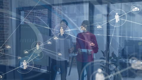 Business Team Analyzing Digital Network in Modern Office