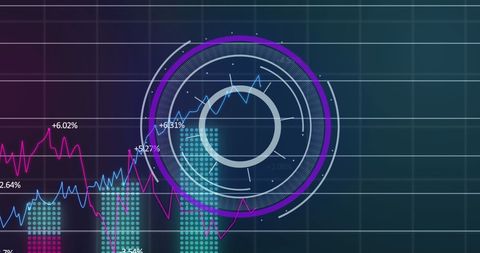 Digital Circular Interface with Graphs on Green Grid - Download Free Stock Images Pikwizard.com