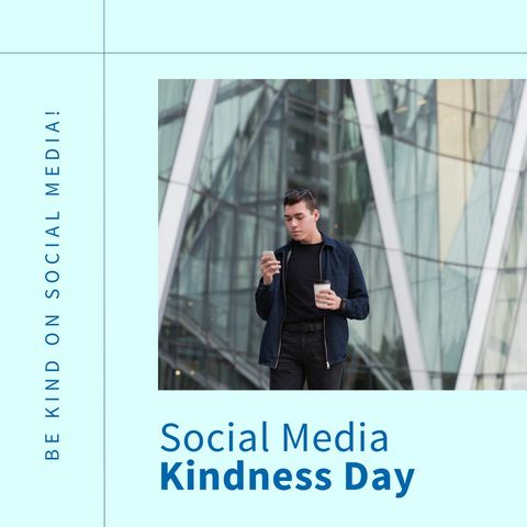 Young Man Promoting Social Media Kindness with Smartphone - Download Free Stock Templates Pikwizard.com