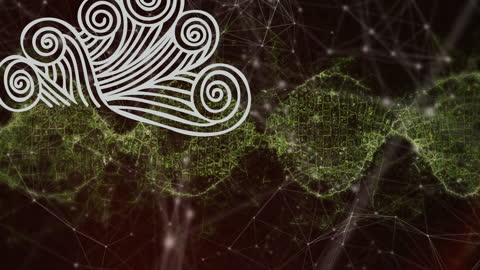 Interconnected DNA with Abstract Botanical Pattern