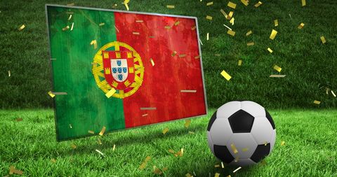 Portuguese football triumph celebrated with gold confetti