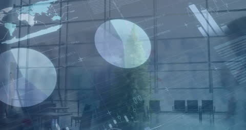 Futuristic Data Visualization Overlapping Business Environment