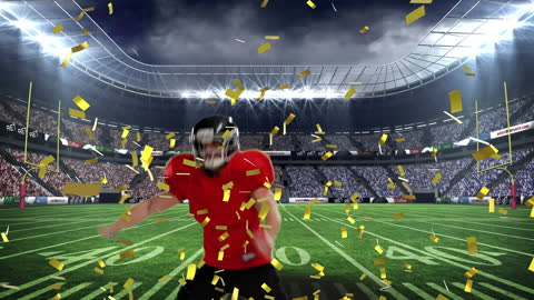 Animated Rugby Player Celebrating on Stadium Field