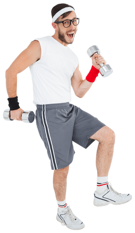 funny man exercising with dumbbells transparent background - Download Free Stock Videos Pikwizard.com