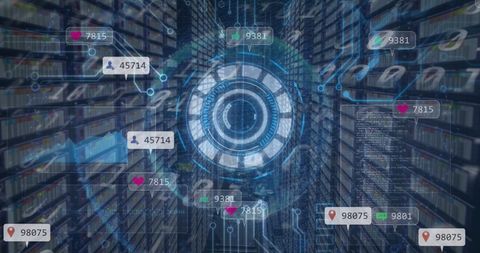 Digitally Overlayed Social Media Analytics in Datacenter - Download Free Stock Images Pikwizard.com