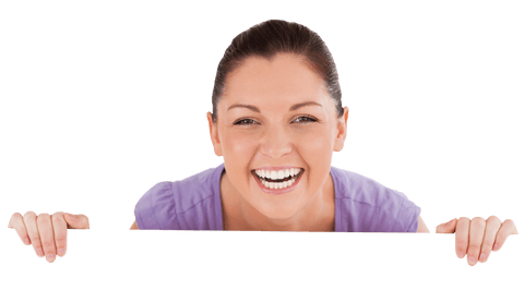 Smiling Woman Holding Blank Transparent Card for Message - Download Free Stock Videos Pikwizard.com