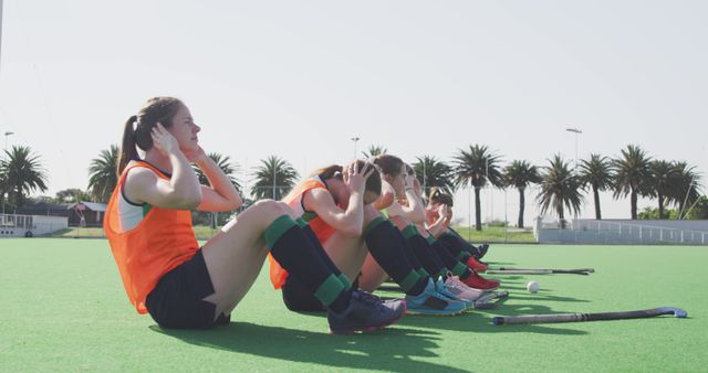 Field Hockey Team Exercising and Preparing for Game - Download Free Stock Images Pikwizard.com