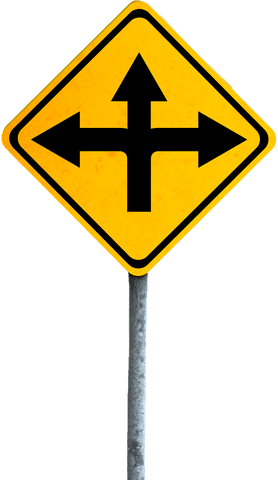 yellow traffic sign with three-way arrows on transparent background - Download Free Stock Videos Pikwizard.com