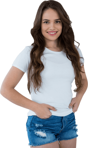 Smiling Woman in Casual Wear with White Transparent Background