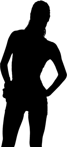 Silhouette illustration of female runner on transparent background