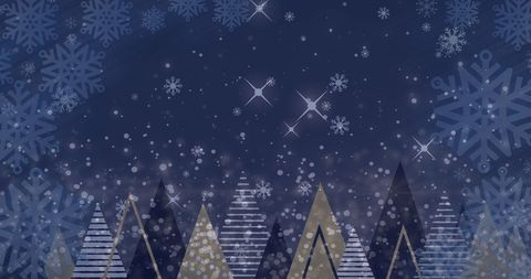 Festive Winter Scene with Christmas Trees and Snow Falling - Download Free Stock Images Pikwizard.com