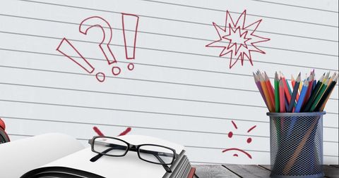 Back to School Concept with Supplies and Creative Scribbles