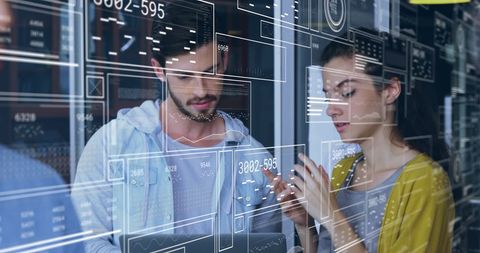 professionals analyzing virtual data interfaces for business growth - Download Free Stock Images Pikwizard.com