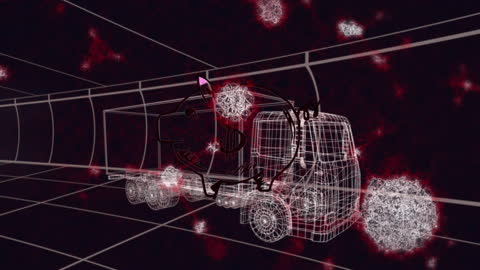 Digital Representation of Global Transport with Piggy Bank Icon