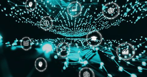 Digital Network with Data Processing and Communication Icons - Download Free Stock Images Pikwizard.com