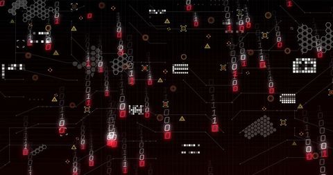 Futuristic Cybersecurity Matrix Interface with Digital Data Flow
