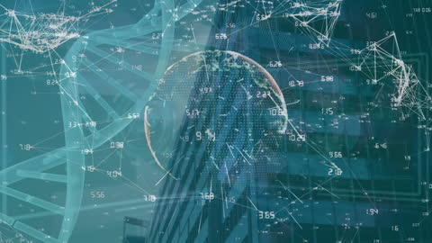 Futuristic Network Technology with Digital Globe and DNA