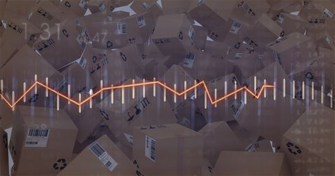 Global shipping analytics with cardboard boxes