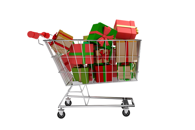 Holiday Shopping Cart Filled with Christmas Gifts PNG Transparent - Download Free Stock Videos Pikwizard.com