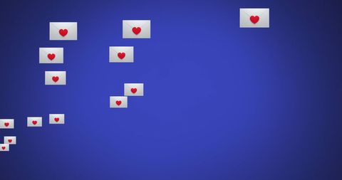 Social Media Love Envelopes on Minimalistic Purple Background