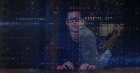 cybersecurity threat with hacker and digital data warning - Download Free Stock Images Pikwizard.com