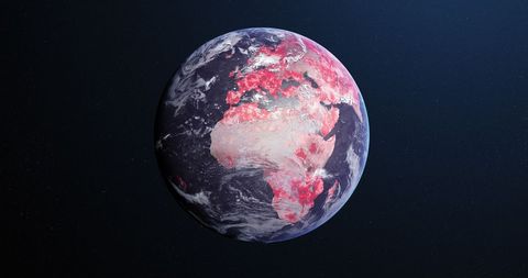 Visualizing Global Spread of Covid-19 Pandemic with Red Highlighted Continents - Download Free Stock Images Pikwizard.com