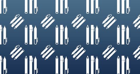 seamless pattern of stationery on gradient blue background - Download Free Stock Images Pikwizard.com
