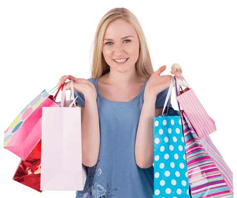 transparent image of woman joyfully holding shopping bags - Download Free Stock Videos Pikwizard.com