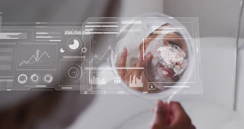 Futuristic Data Interface with Skincare Ritual