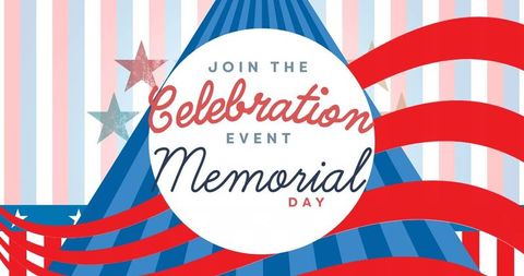 Memorial day celebration invitation with american flag theme