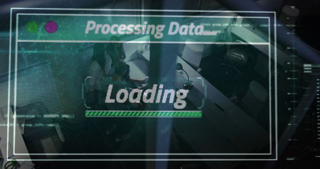 Composition of data processing and text over diverse business people in office. Global digital interface, computing and data processing concept digitally generated image.