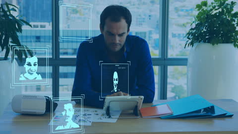 Businessman Analyzing People-Powered Digital Network