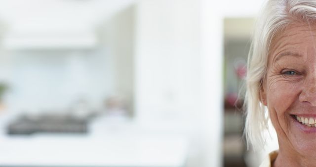 Senior Woman Smiling in Bright Modern Kitchen - Download Free Stock Images Pikwizard.com