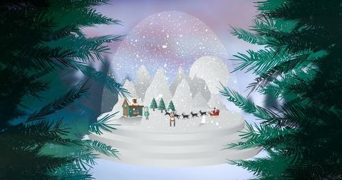 Festive Christmas Snow Globe with Santa Sleigh Scene