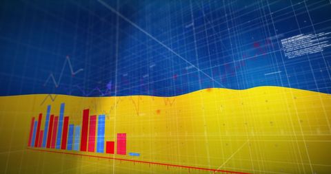 Financial Graph and Data Overlay on Ukraine Flag - Download Free Stock Images Pikwizard.com