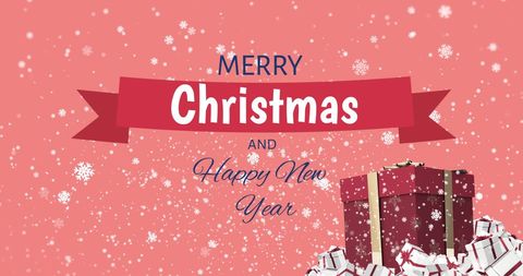 Snowy Merry Christmas and Happy New Year Greeting with Presents - Download Free Stock Images Pikwizard.com
