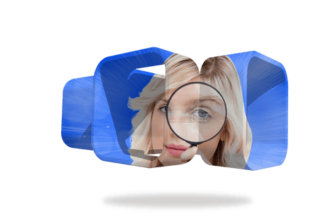 transparent abstract display with blonde holding magnifying glass - Download Free Stock Videos Pikwizard.com