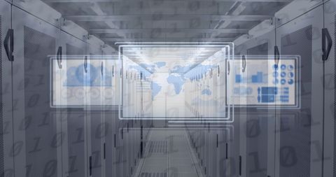 Futuristic Data Processing over Tech Server Room - Download Free Stock Images Pikwizard.com