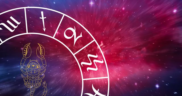 Scorpio Zodiac Sign in Celestial Astrology Wheel with Starry Sky Background - Download Free Stock Images Pikwizard.com