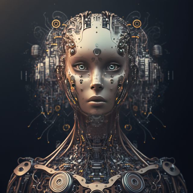 Futuristic Female Cyborg with Intricate Details - Download Free Stock Images Pikwizard.com